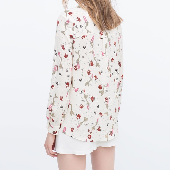 Chic Zara Mermaid Printed Long Sleeve Shirt XS - Picture 2 of 7